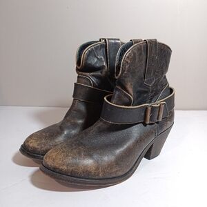 Corral Indie Spirit Brown Leather Short Western Cowgirl Boots 7 Made in Mexico